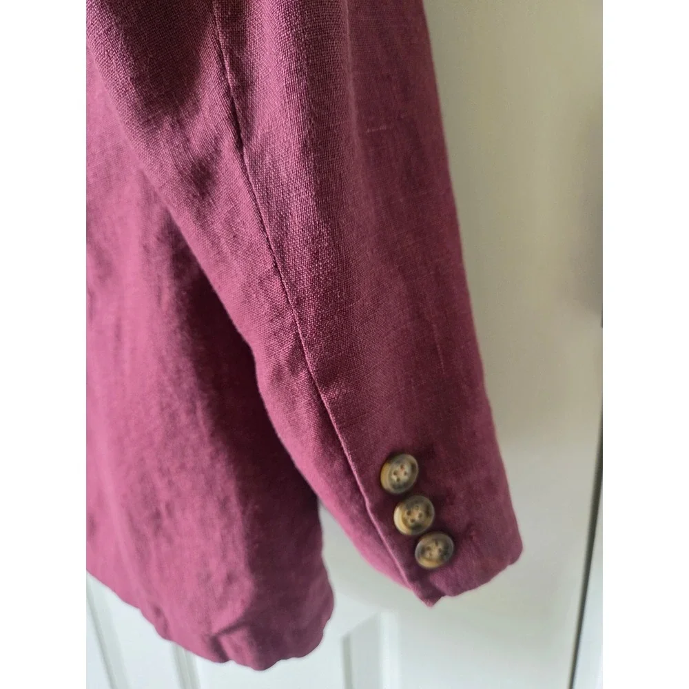 Banana Republic Mens 100% Linen Blazer Plum Size M Derby Preppy Sport Coat